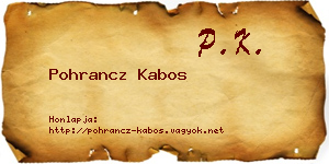 Pohrancz Kabos névjegykártya